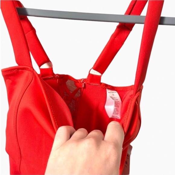 Good American Corset Tie Back One Piece Bathing Suit Swimsuit Red Small 4 - Picture 4 of 6